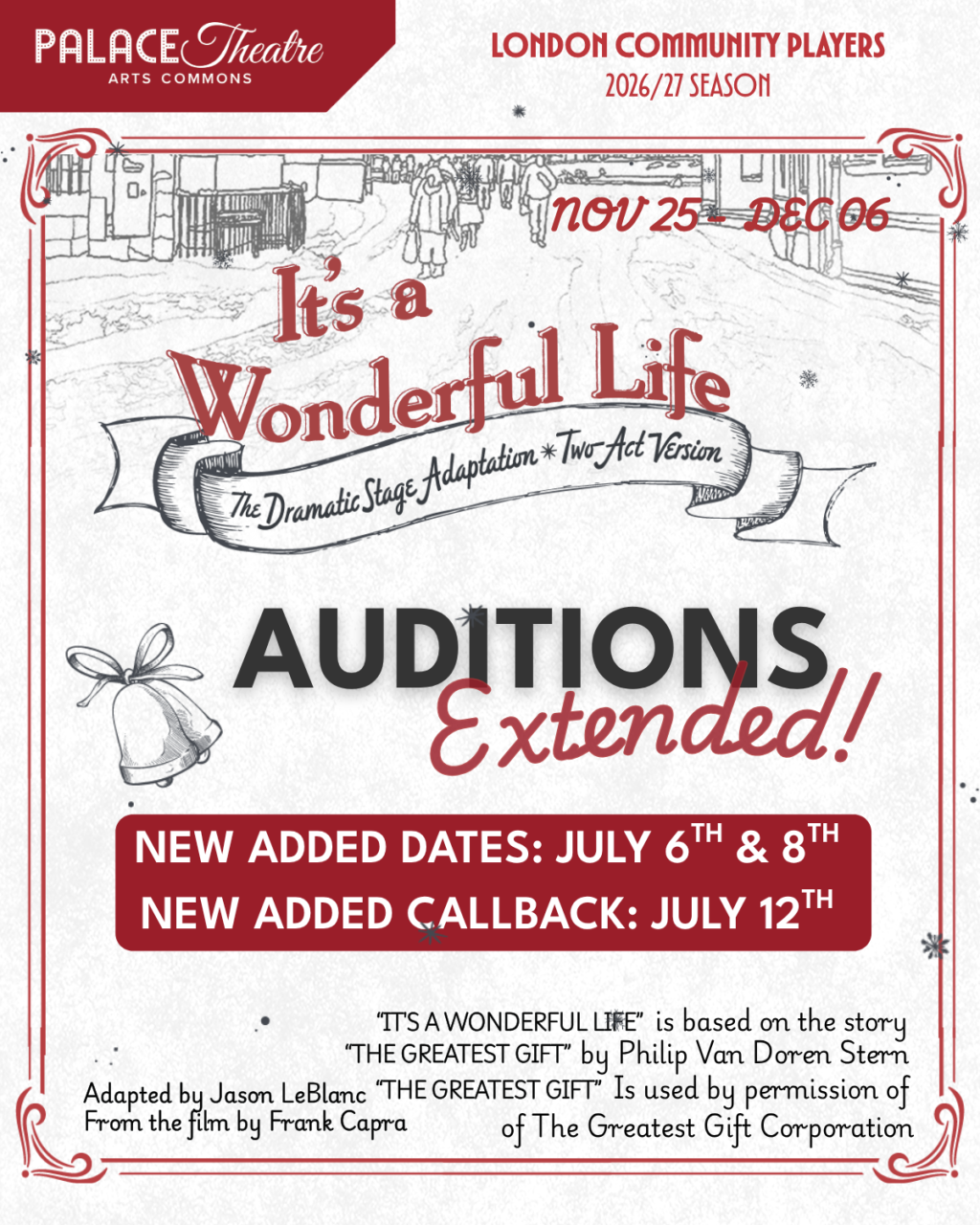 Audition poster for It's a Wonderful Life